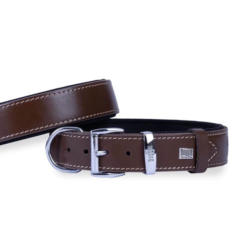 Doggie El Yapımı Konforlu Deri Köpek Tasması 3,5x52-60cm Kahverengi