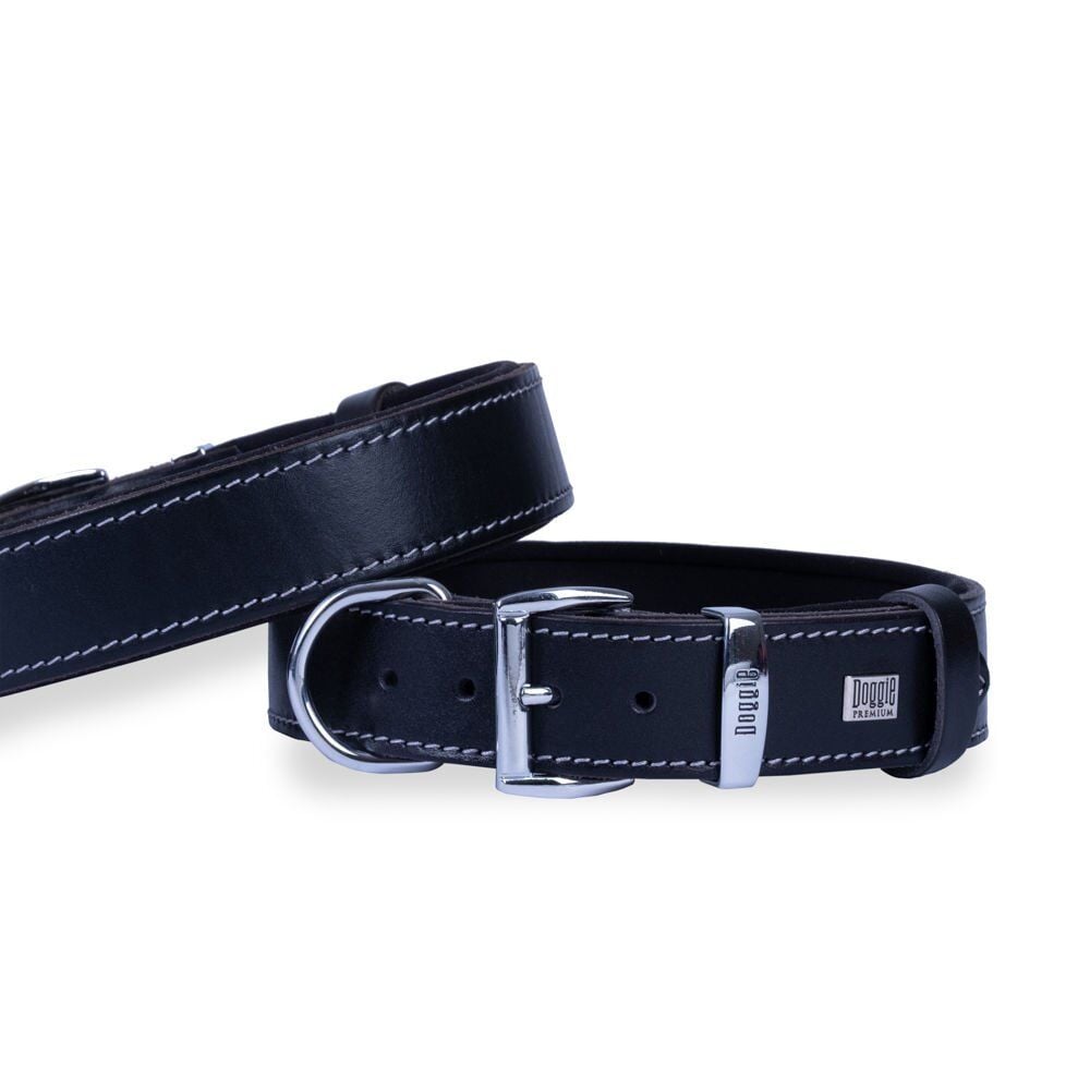 Doggie El Yapımı Konforlu Deri Köpek Tasması 3,5x52-60cm Siyah