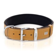 Doggie El Yapımı Konforlu Deri Köpek Tasması 4x57-65 cm Kamel