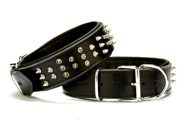 Doggie Ektsra Çivili Deri Köpek Boyun Tasması 5x55-65 cm Siyah