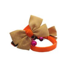 Papyonlu Kedi Boyun Tasması Max:34 cm-Min: 20 cm Kahverengi-Turuncu