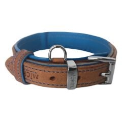 Markapet Lüks Deri Köpek Boyun Tasması 4x57-67 cm Mavi Kahverengi Large