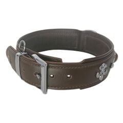 Markapet Deri Doğal Taşlı Köpek Boyun Tasması 38-44 cm Small Kahverengi