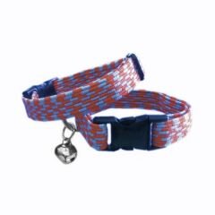 Elastik Örme Kedi Tasması Mavi-Turuncu 10 mm A=23/32 cm