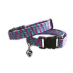 Elastik Örme Kedi Tasması Mavi-Mor 10 mm A=23/32 cm