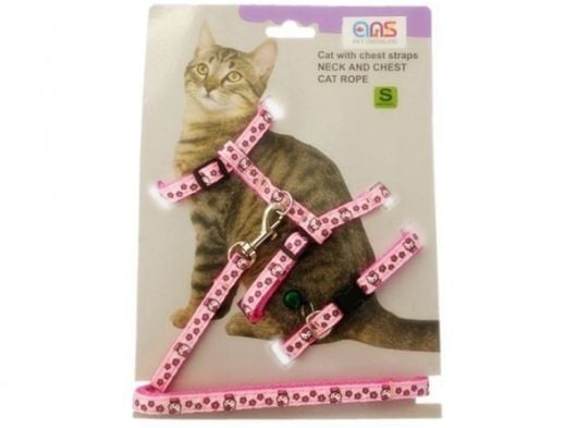 ANS Çiçek Desenli Kedi Göğüs Bel Tasması Pembe