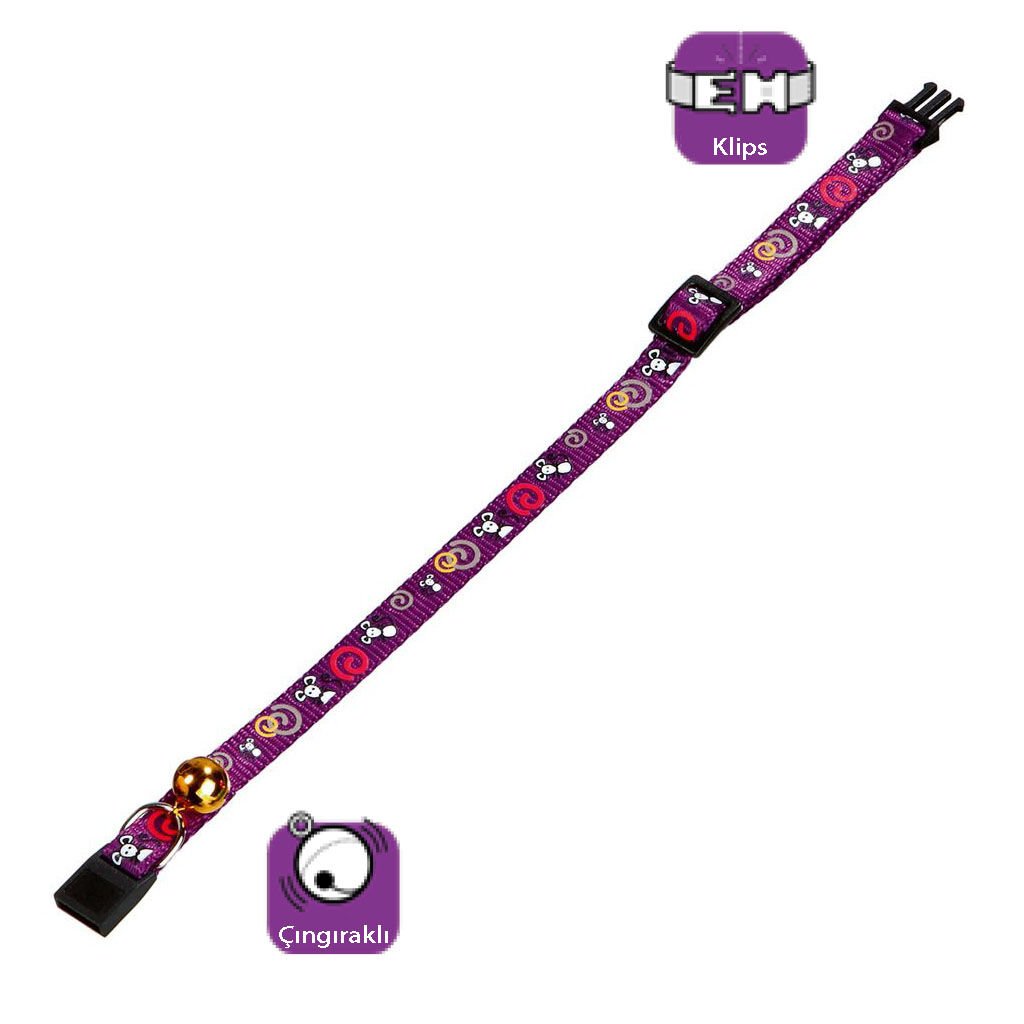 Karlie Kedi Boyun Tasma Çing. 30Cm Mor