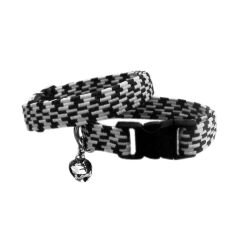 Elastik Örme Kedi Tasması Siyah-Beyaz 10 mm A=23/32 cm