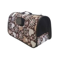 ANS Siyah Kalp Ve Düğme Desenli Kedi Taşıma Çantası XS 33-22-22 cm