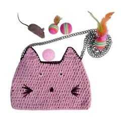 Kedi Seyahat Oyuncak Çantası Kedi Figürlü Pembe 19-24 cm