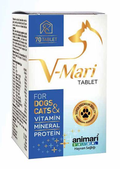 Animari V-Mari Kedi Köpek Vitamin Mineral Protein Tablet 70 adet