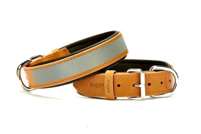 Doggie Konforlu Reflektörlü Deri Köpek Tasması 3,5x52-60 cm Large Kamel