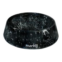 Marbly Siyah Çizgili Mermerit Kedi Köpek Mama Su Kabı 235 ml