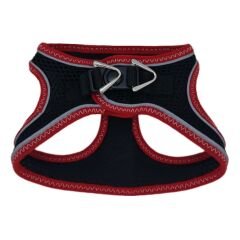 Üç Kilitli Sportif Kedi Köpek Göğüs Tasması 30-38 cm Small Kırmızı-Siyah