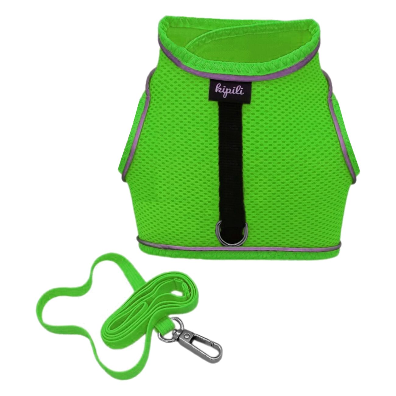 Çift Kilitli Sportif Kedi Köpek Göğüs Tasma Seti 32-40 cm Medium Yeşil