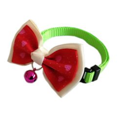 Desenli Papyonlu Kedi Boyun Tasması 23-32 cm Yeşil Pembe Çilekli