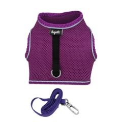 Çift Kilitli Sportif Kedi Köpek Göğüs Tasma Seti 32-40 cm Medium Mor