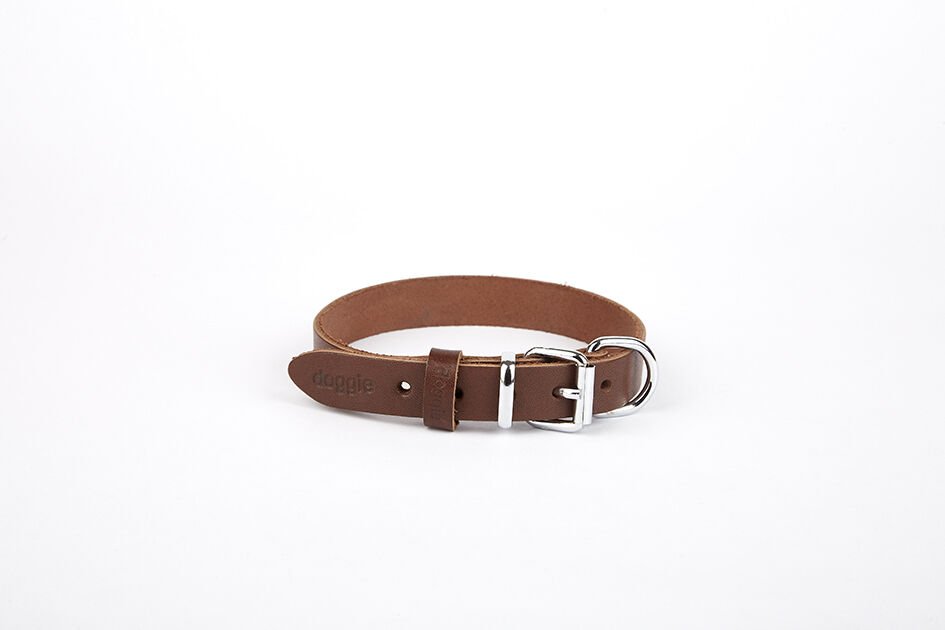 Doggie Deri El Yapımı Köpek Boyun Tasması 2x35-40 cm Kahverengi
