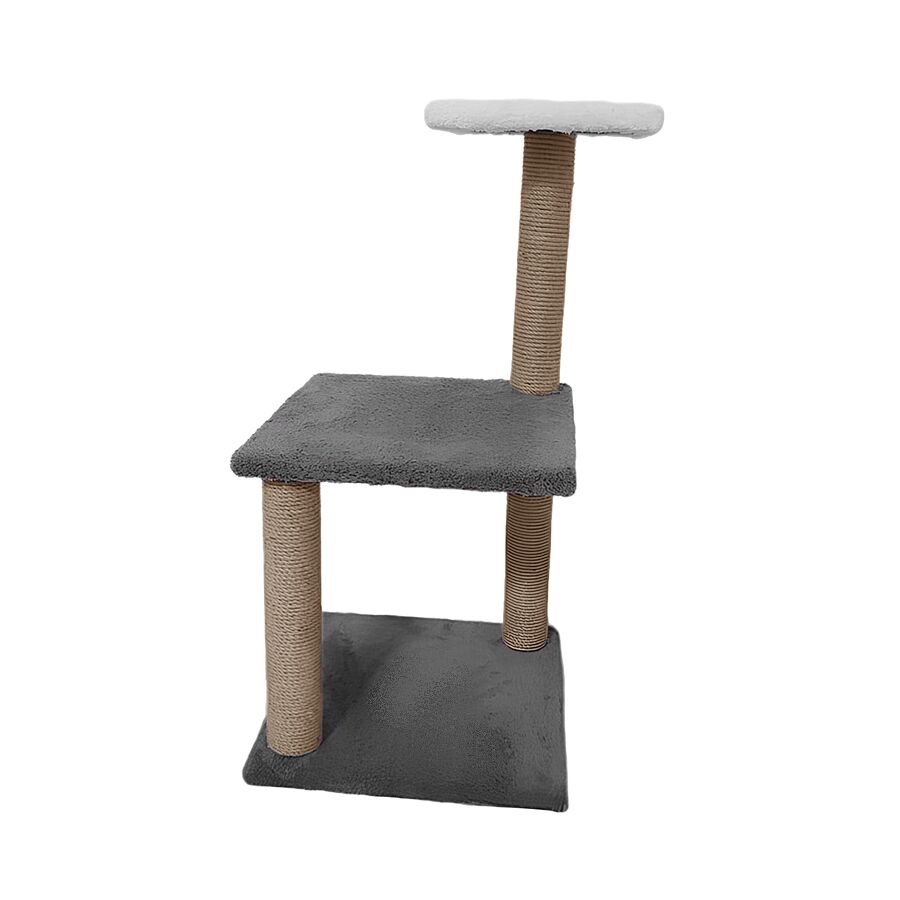 Markapet İki Katlı Kedi Tırmalama Tahtası 26-36-78 cm Gri-Beyaz