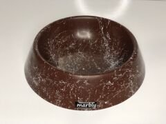 Marbly Kahve Dalgalı Mermerit Köpek Mama Su Kabı 1000 ml