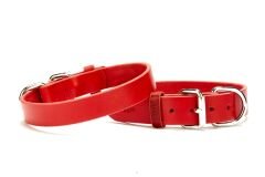 Doggie Deri El Yapımı Köpek Boyun Tasması 3x42-50 cm Kırmızı