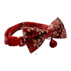 Renkli Çanlı Papayonlu Kedi Boyun Tasması 32 cm Kırmızı