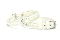 Doggie Flotter Çift Kat Deri Köpek Tasması 2x30-35 cm Beyaz