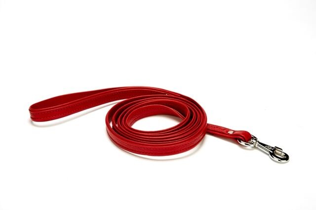 Doggie Flotter El Yapımı Deri Köpek Gezdirme Kayışı 1,5 cm x 150 cm Kırmızı