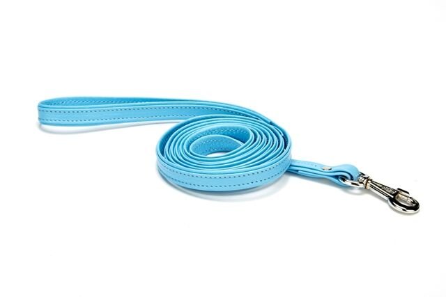 Doggie Flotter El Yapımı Deri Köpek Gezdirme Kayışı 1,5 cm x 150 cm Mavi