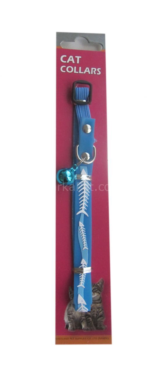 Eastland Balık Desenli Kedi Boyun Tasması 10mm*30 cm Mavi