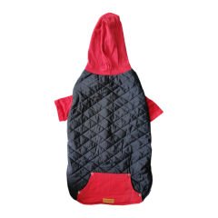 Kapüşonlu Köpek Montu XXLarge 65*56*90 cm Kırmızı Siyah