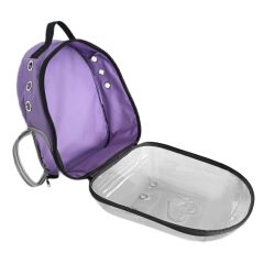 Kalpli Patili Astronot Şeffaf Taşıma Sırt Çantası Lila 24x32x42 cm