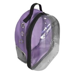 Kalpli Patili Astronot Şeffaf Taşıma Sırt Çantası Lila 24x32x42 cm