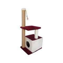Catia 2 Katlı Kare Yuvalı Kedi Tırmalama Bordo 32/40/95 cm
