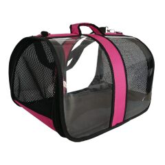 Flipper Kedi Köpek Fileli Şeffaf Taşıma Çantası 25*26*42 cm Pembe