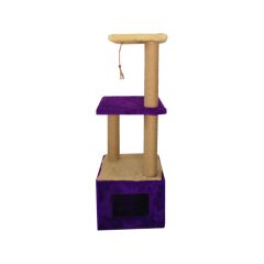 Catia 3 Katlı Localı Kare Yuvalı Kedi Tırmalama 38/38/111 cm Mor
