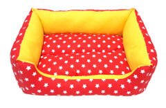 Catia Yıldız Desenli Sarı Kırmızı Köpek Yatağı 17/60/80 cm