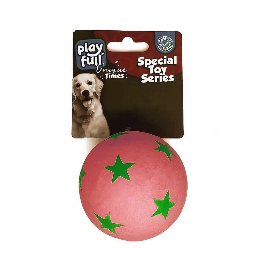 Playfull Zıplayan Köpek Oyun Topu 6,3 Cm Kırmızı Yıldız Desenli