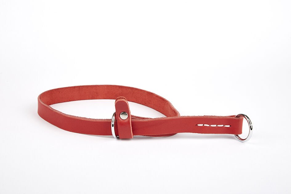 Doggie Eğitim Serisi Gerçek Deriden El Yapımı Ayarlı Köpek Eğitim Tasması 2 x 45-60 cm Kırmızı