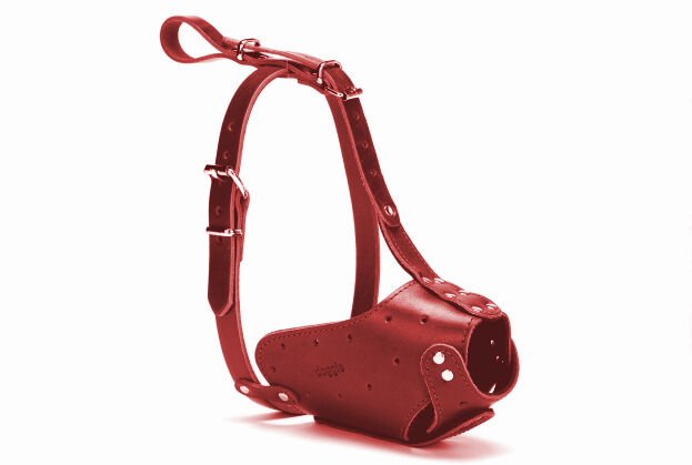 Doggie Eğitim Serisi Deri El Yapımı Uzun Burunlu Köpek Ağızlığı 1,5x45 cm Kırmızı