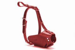 Doggie Eğitim Serisi Deri El Yapımı Uzun Burunlu Köpek Ağızlığı 1,5x45 cm Kırmızı