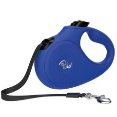 Polo Solid Makaralı Otomatik Tasma XS 3 Metre - 12 kg Mavi