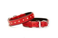 Doggie Konforlu Deri Swarovski Kristal Taşlı Köpek Boyun Tasması 3 x 38-46 cm Kırmızı