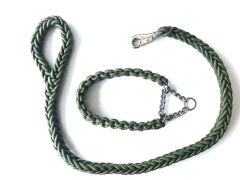 Köpek Gezdirme Halatı + Tasma Seti Kalın 30mm/120 cm Yeşil