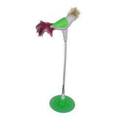 Markapet Vantuzlu Yaylı Kuşlu  Kedi Oyuncağı 30 cm Yeşil