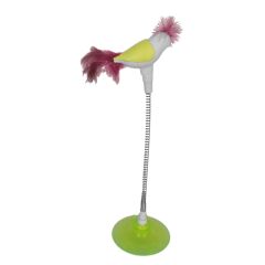 Markapet Vantuzlu Yaylı Kuşlu  Kedi Oyuncağı 30 cm Neon Yeşil