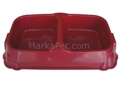 Eastland İkili Mama Kabı Kırmızı 2x1 Lt 35*18,5*8 cm