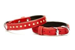 Doggie Konforlu Deri Swarovski Kristal Taşlı Köpek Boyun Tasması 1,5 x 24-30 cm Kırmızı