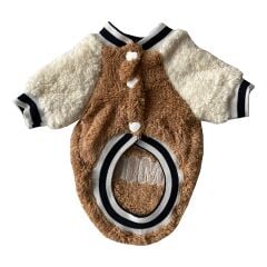 Markapet Peluş Köpek Kıyafeti Kahverengi Beyaz XLarge 42 x 54 cm - 8 kg