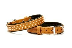 Doggie Konforlu Deri Swarovski Kristal Taşlı Köpek Boyun Tasması 2 x 28-34 cm Kamel